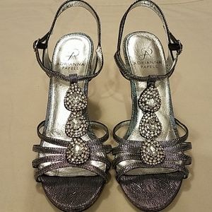 Adrianna Papell Kristen Evening Sandals in Pewter